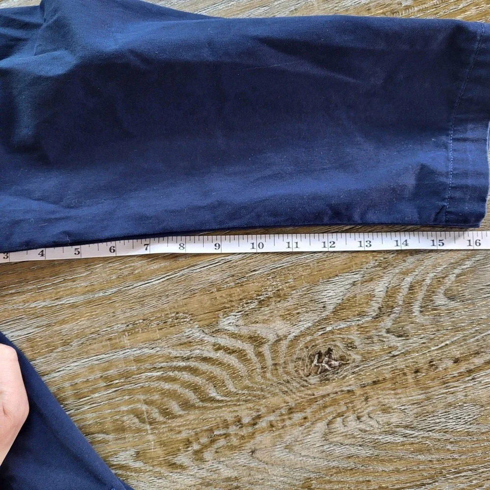 American Living Mens Navy Blue Cotton Twill 3-Button Blazer Nautical Crest L